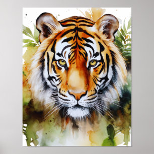 Affiche Fleurs Tiger Pastel Safari Aquarelle Savannah