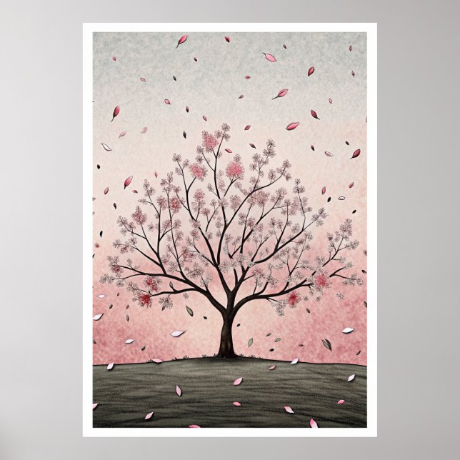 Affiche Fleurs tourbillonnantes : Un Illus Serene Cherry B (Devant)