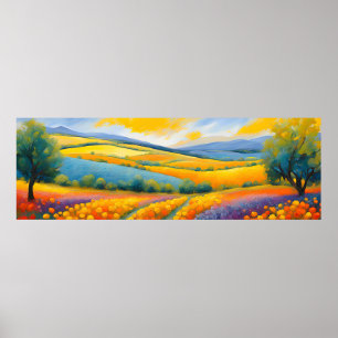 Affiche "Fleurs Tranquilles" Paysage étendu Provence