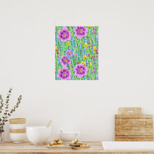 Affiche Fleurs transparentes imprimables Peinture aquarell