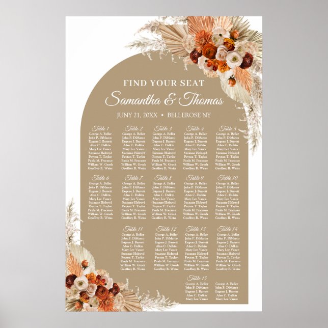 Affiche Fleurs tropicales boho arche terre cuite pampas he (Devant)