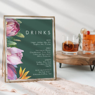 Affiche Fleurs Tropicales Colorées   Boissons de Mariage V