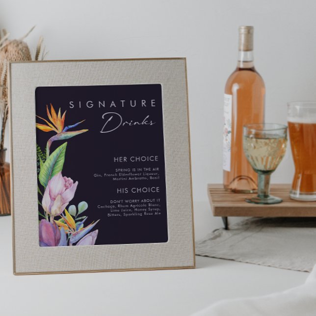 Affiche Fleurs tropicales colorées | Boissons signatures v (Créateur téléchargé)