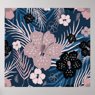 Affiche Fleurs tropicales Palm Texture Feuille