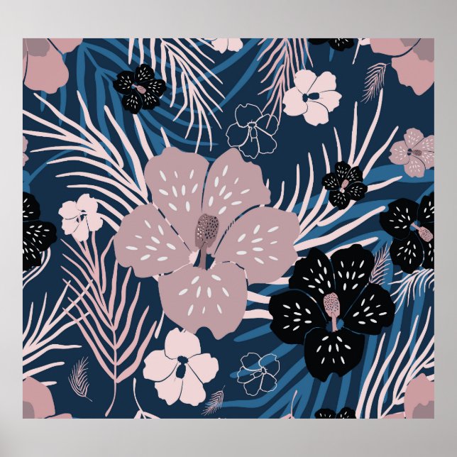 Affiche Fleurs tropicales Palm Texture Feuille (Devant)