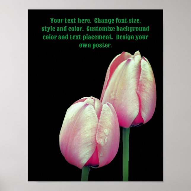 Affiche Fleurs Tulipes Roses Créez Votre Propre (Devant)