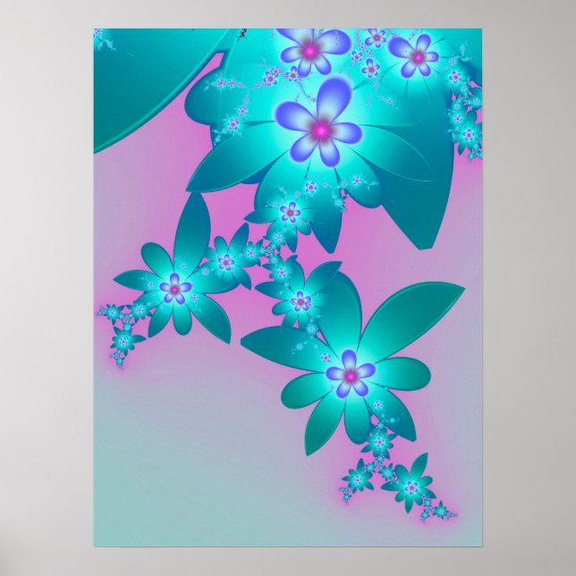 Affiche Fleurs turquoise (Devant)