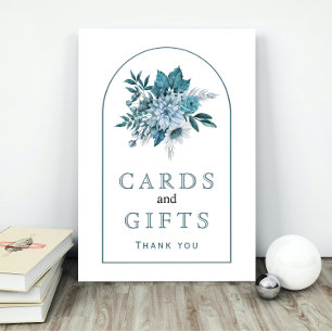 Affiche Fleurs turquoises et bleu aqua et mariage de feuil