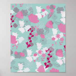 Affiche fleurs vertes
