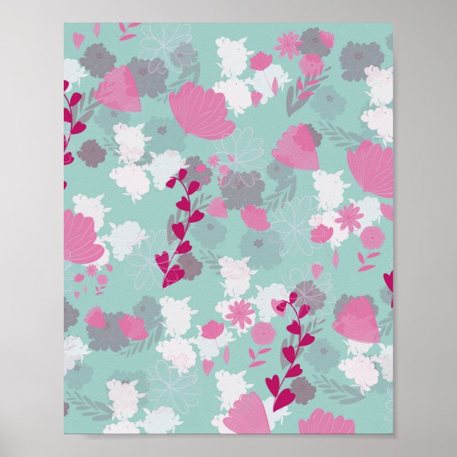 Affiche fleurs vertes (Devant)