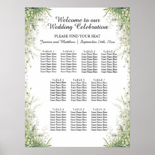 Affiche Fleurs vertes Dusty Sage 10 Tables Siège Mariage