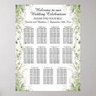Affiche Fleurs vertes Dusty Sage 11 Tables Siège Mariage