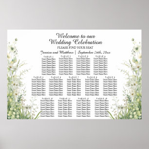 Affiche Fleurs vertes Dusty Sage 13 Tables Siège Mariage