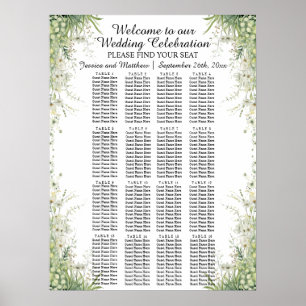 Affiche Fleurs vertes Dusty Sage 16 Tables Siège Mariage