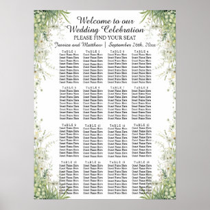 Affiche Fleurs vertes Dusty Sage 16 Tables Siège Mariage