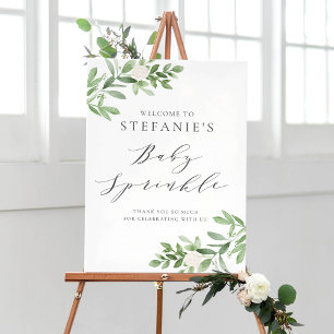Affiche Fleurs vertes et blanches Bébé Sprinkle Accueil