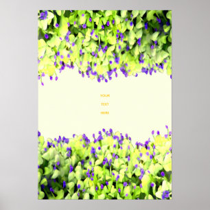 Affiche fleurs vertes et violettes