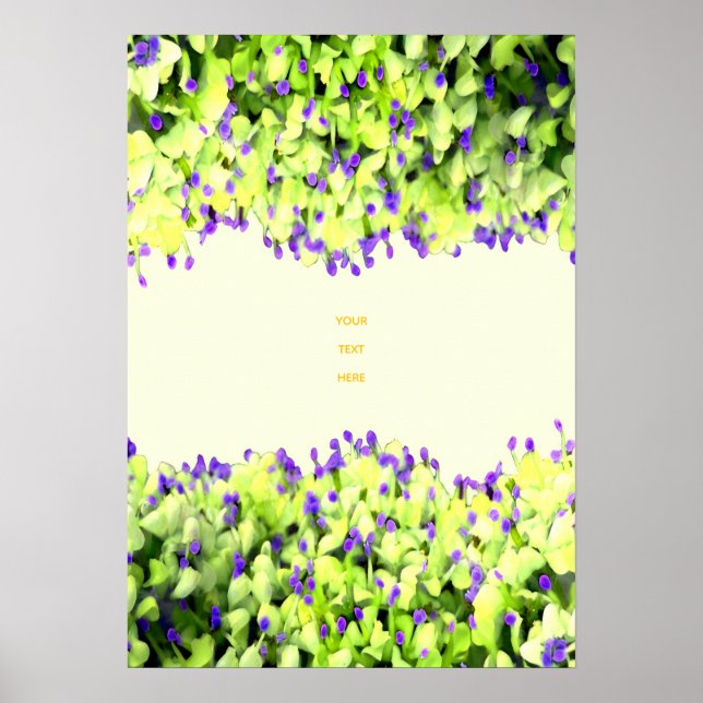 Affiche fleurs vertes et violettes (Devant)
