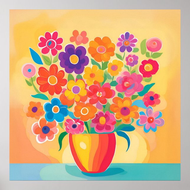 Affiche Fleurs Vibrantes dans la Simplicité (Devant)