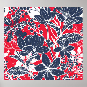 Affiche Fleurs vintages Creusées À La Main, Motif Élégant.