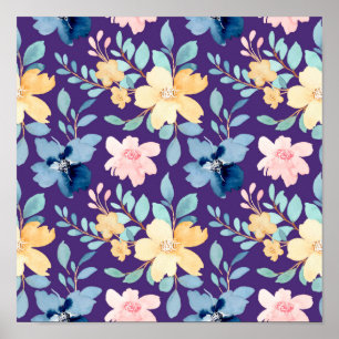 Affiche Fleurs Vintages sans couture