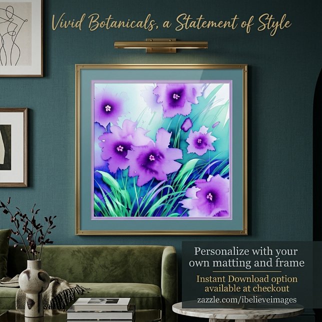 Affiche Fleurs violettes à l'aquarelle (Créateur téléchargé)