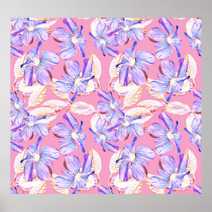 Affiche Fleurs violettes : Aquarelle Élégance Florale.