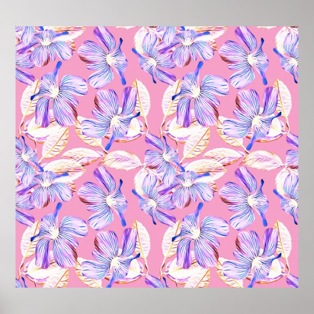 Affiche Fleurs violettes : Aquarelle Élégance Florale. (Devant)