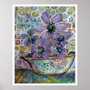 Affiche Fleurs violettes dans un bol Impressionnisme Impri