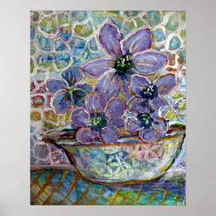 Affiche Fleurs violettes dans un bol Impressionnisme Impri