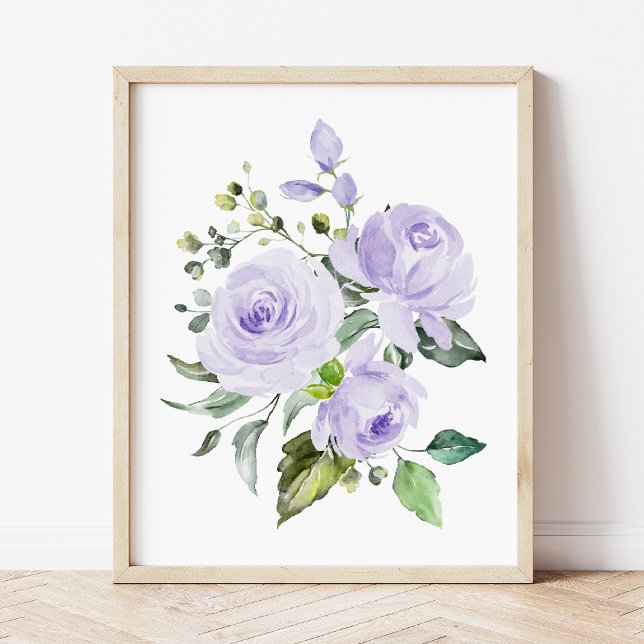 Affiche Fleurs violettes, Fleurs aquarelles, Neutres selon (Créateur téléchargé)