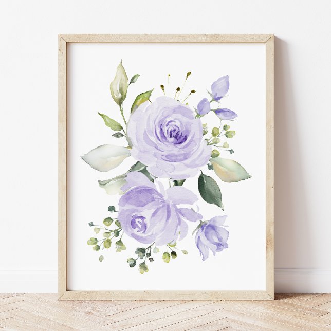 Affiche Fleurs violettes, Fleurs aquarelles, Neutres selon (Créateur téléchargé)