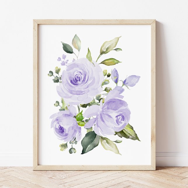Affiche Fleurs violettes, Fleurs aquarelles, Neutres selon (Créateur téléchargé)