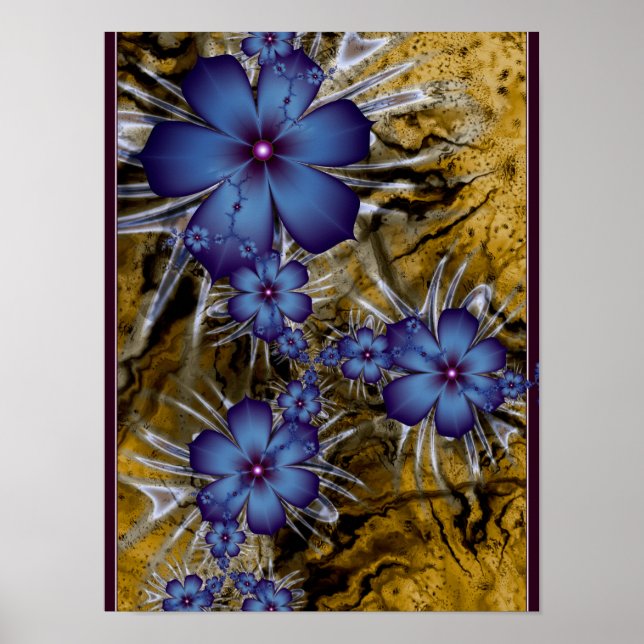 Affiche Fleurs Violettes Fractale (Devant)