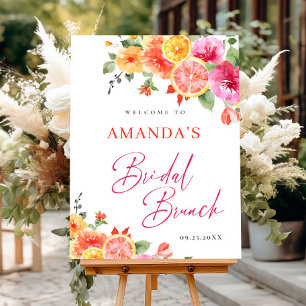 Affiche Fleurs vives Floral Citrus Bridal Brunch BIENVENUE