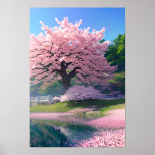 Affiche Fleuve Riverside, Grand Sakura Tree