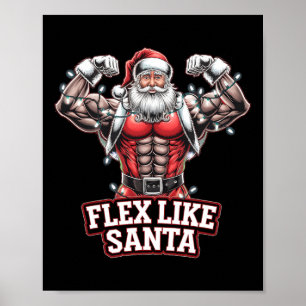 Affiche Flex Comme Santa Claus Bodybuilder Christmas Gym W