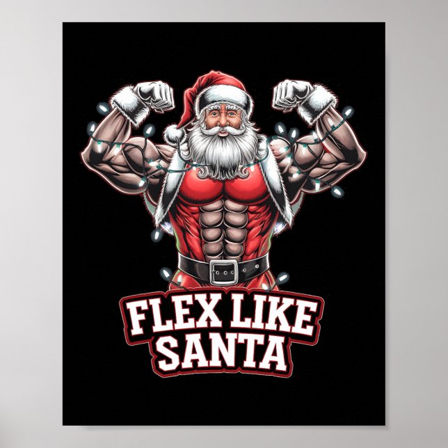 Affiche Flex Comme Santa Claus Bodybuilder Christmas Gym W (Devant)