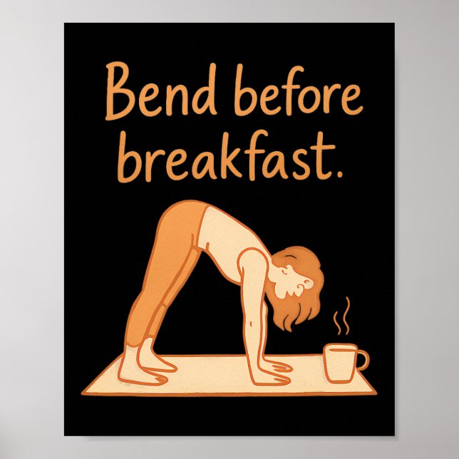Affiche Flexion avant le petit-déjeuner Conception de café (Devant)