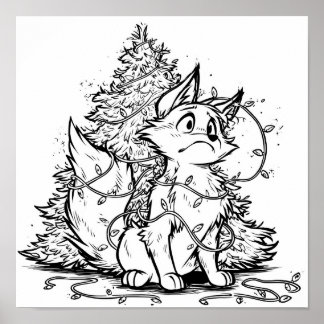 Affiche Flicker the Fox Christmas Pickle Coloring Page