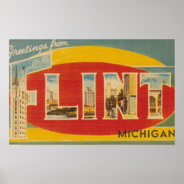 Affiche Flint, MichiganLarge Letter ScenesFlint, MI (Devant)