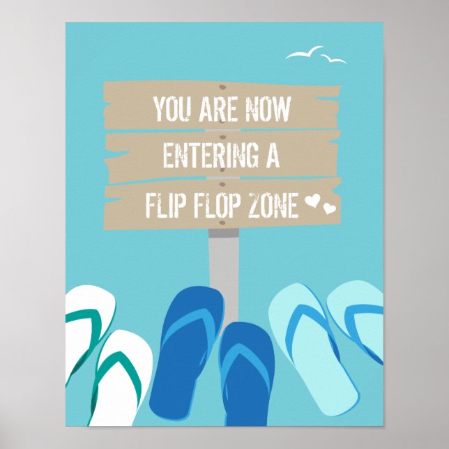 Affiche Flip Flop Zone Plage Mariage (Devant)