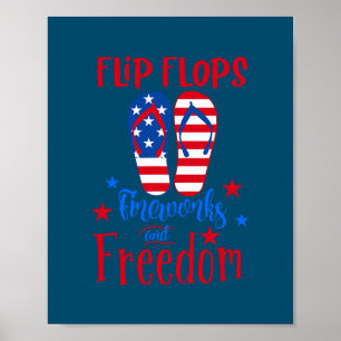 Affiche Flip Flops Feu D'Oeuvre Et Liberté Drapeau América