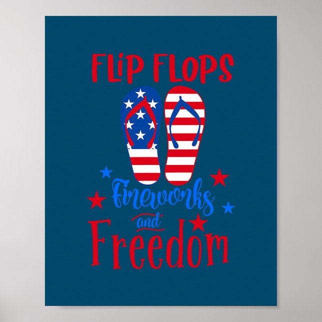 Affiche Flip Flops Feu D'Oeuvre Et Liberté Drapeau América (Devant)