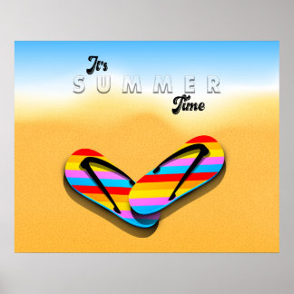 Affiche Flip Flops wall art, colorful beach decor