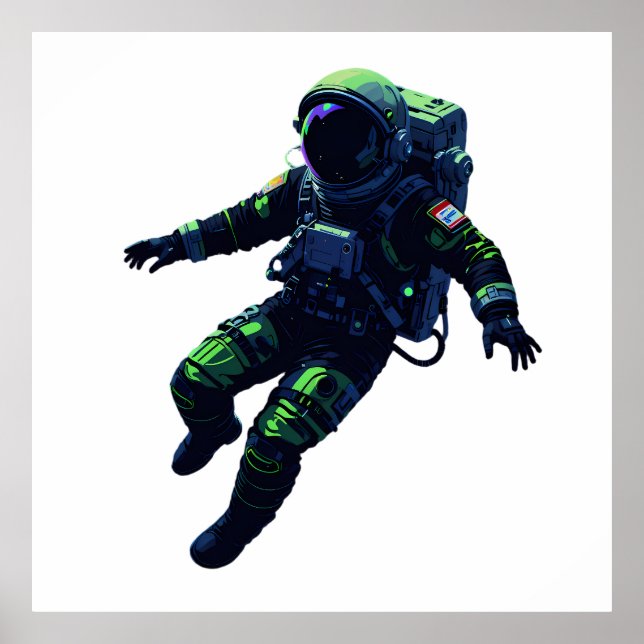 Affiche Floating Astronaut in Space Suit Illustration (Devant)