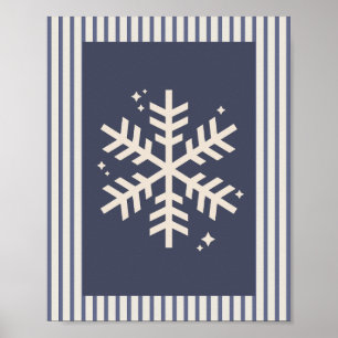 Affiche Flocon de neige bleu rayé