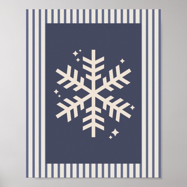 Affiche Flocon de neige bleu rayé (Devant)