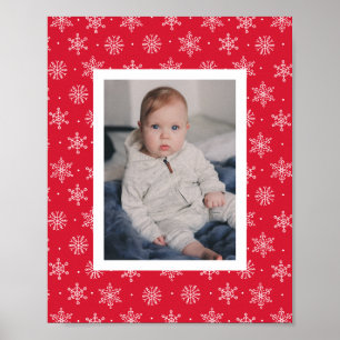 Affiche Flocon de neige hivernal paisible Rouge