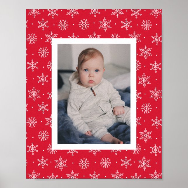 Affiche Flocon de neige hivernal paisible | Rouge (Devant)